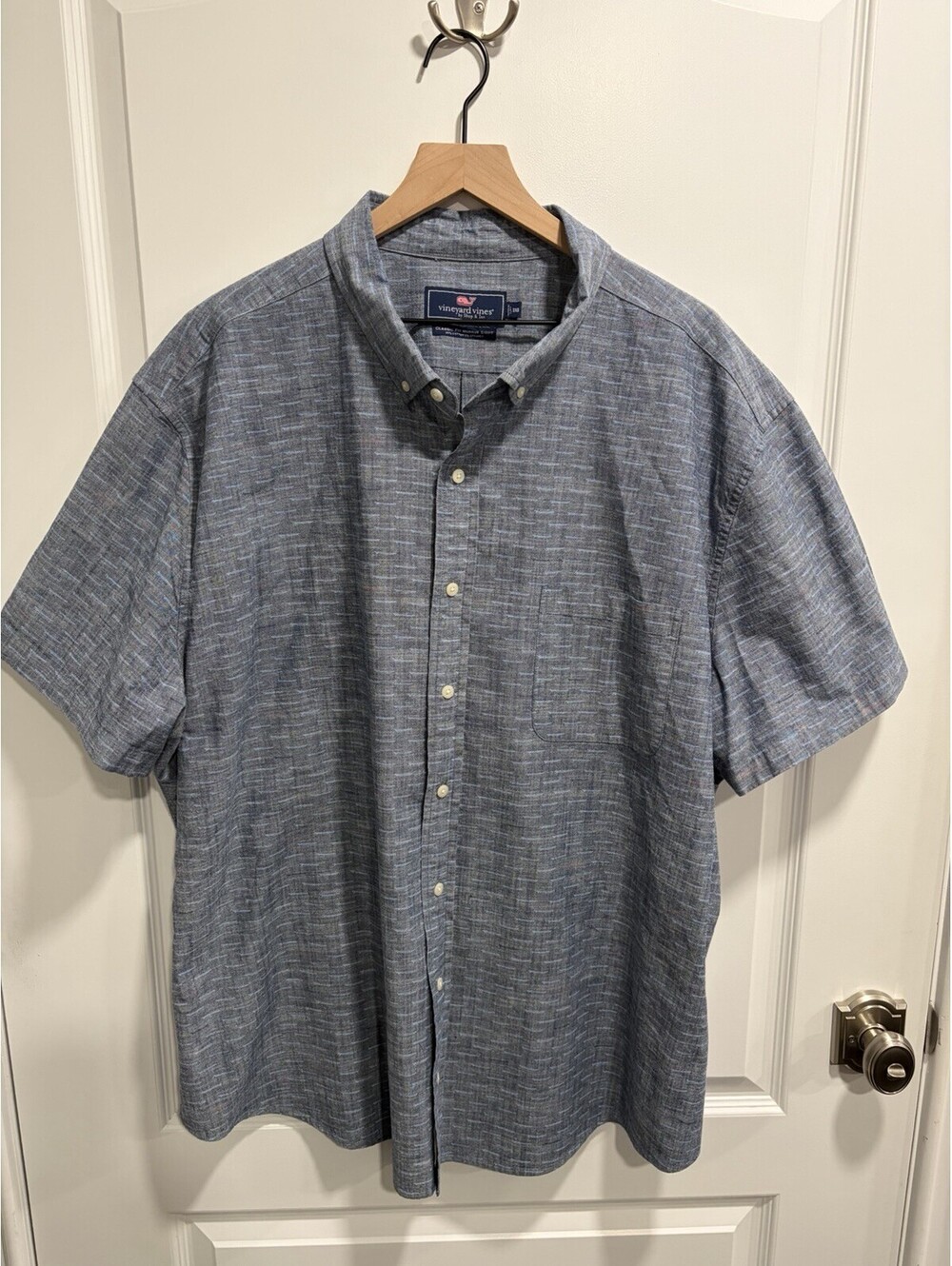Vineyard Vines Men’s Short Sleeve Button Down Shirt Gray W/ Surfboards 3XB 3XLB